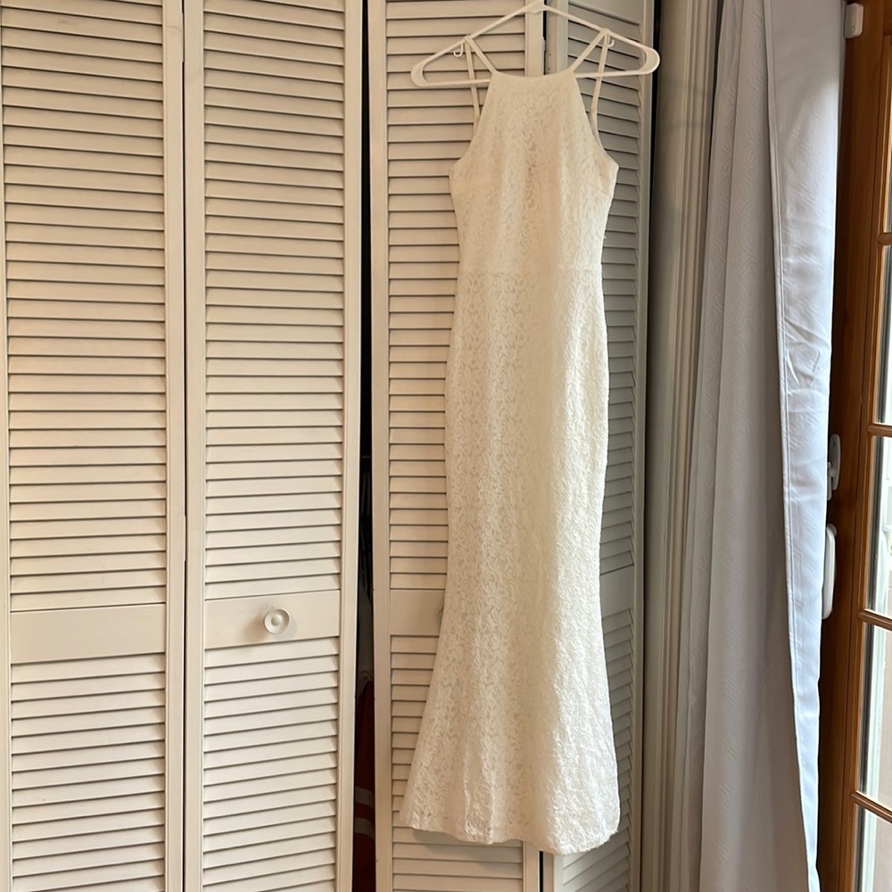 Lace dress white mermaid open back